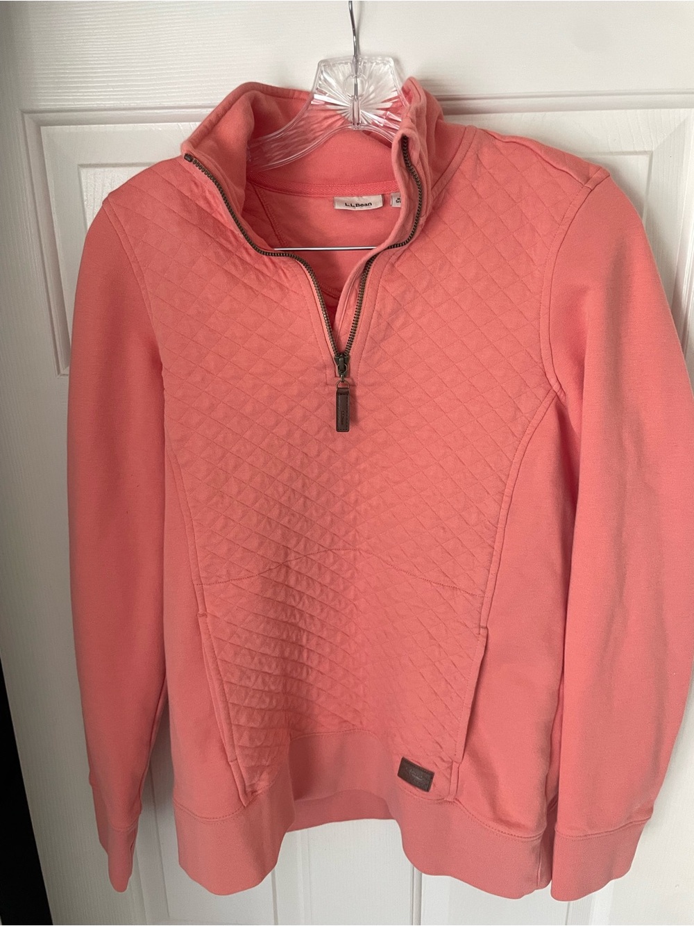 L.L. Bean Coral Quilted Pullover